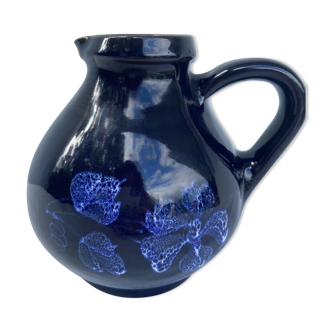 Blue ceramic pitcher