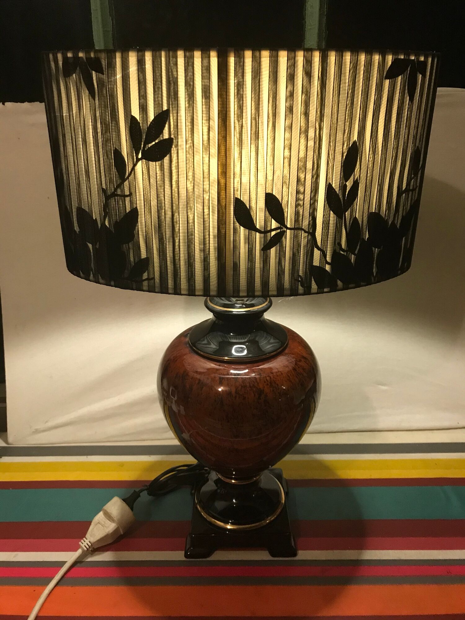 Ancient balustre lamp laurie light ceramics - lamp-day black fabric vintage