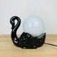 Black ceramic swan lamp with vintage opaline globe