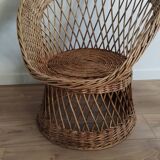 Paire de fauteuils en rotin années 70