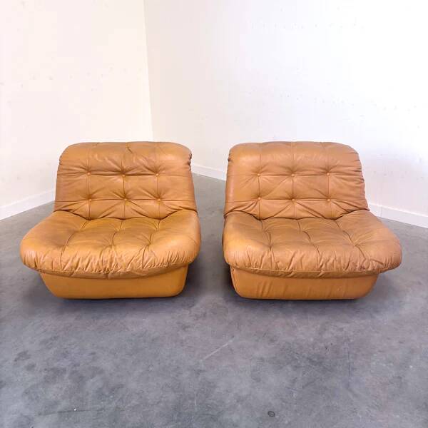 Ensemble de fauteuils en cuir vintage, années 1970