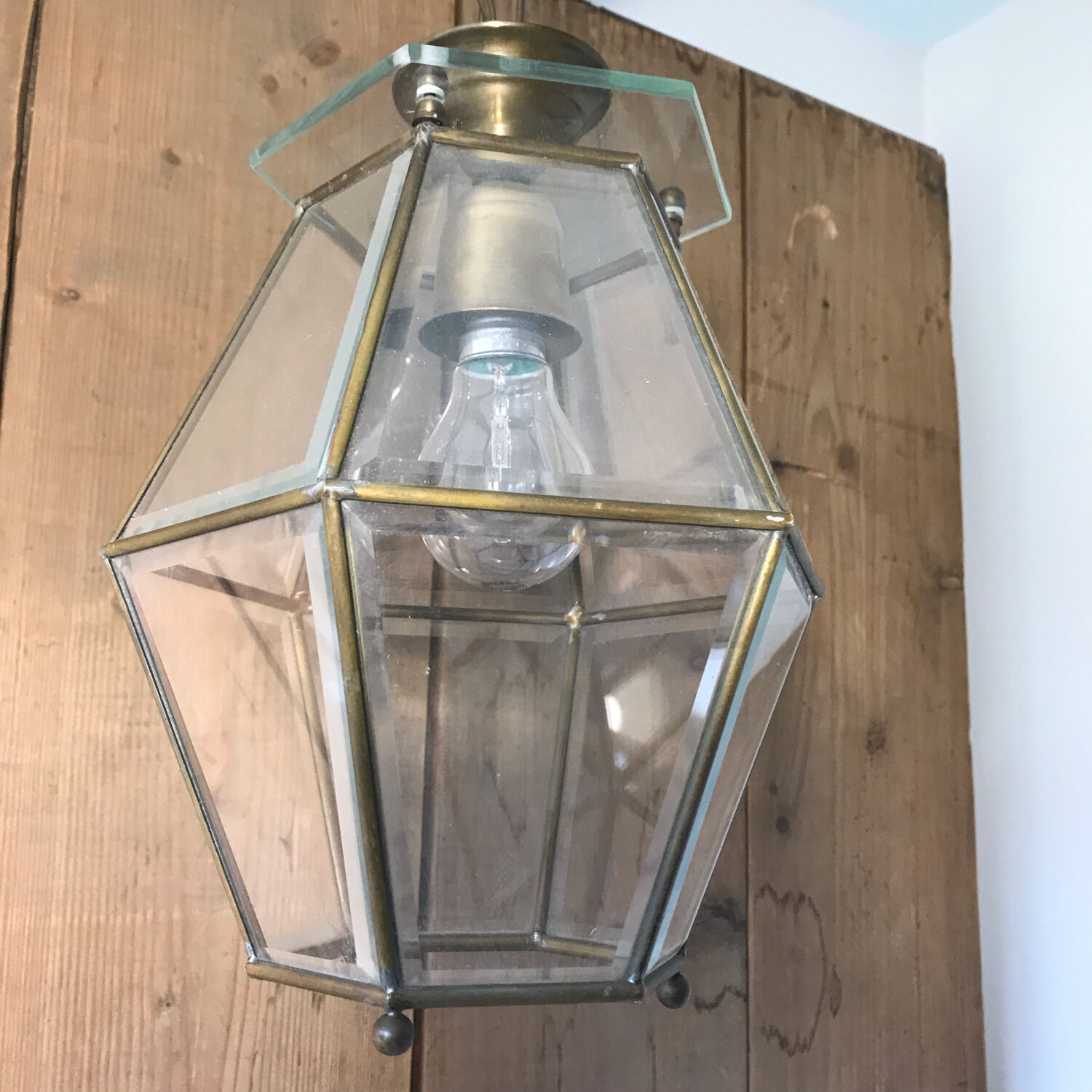 Suspension lanterne facettée vintage 1970