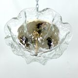 Vintage La Murrina ceiling lamp in clear Murano glass and brass. Italy 1980s