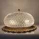 Old ceiling lamp gold metal and globe glass decor of diamond tips limburg