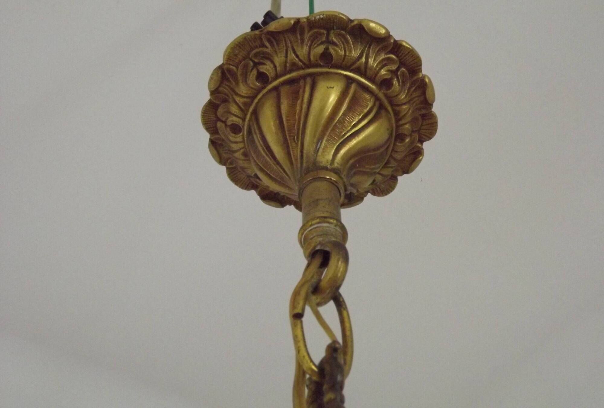Large Antique French Art Nouveau Acanthus 6-Light Bronze Cage Candlestick