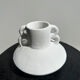Artisanal terracotta vase painted white with double handles H:16 D:20
