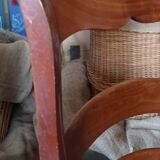 High back straw chair