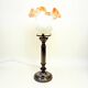 Empire chrome and opaline tulip pleated antique Art Deco bedside lamp