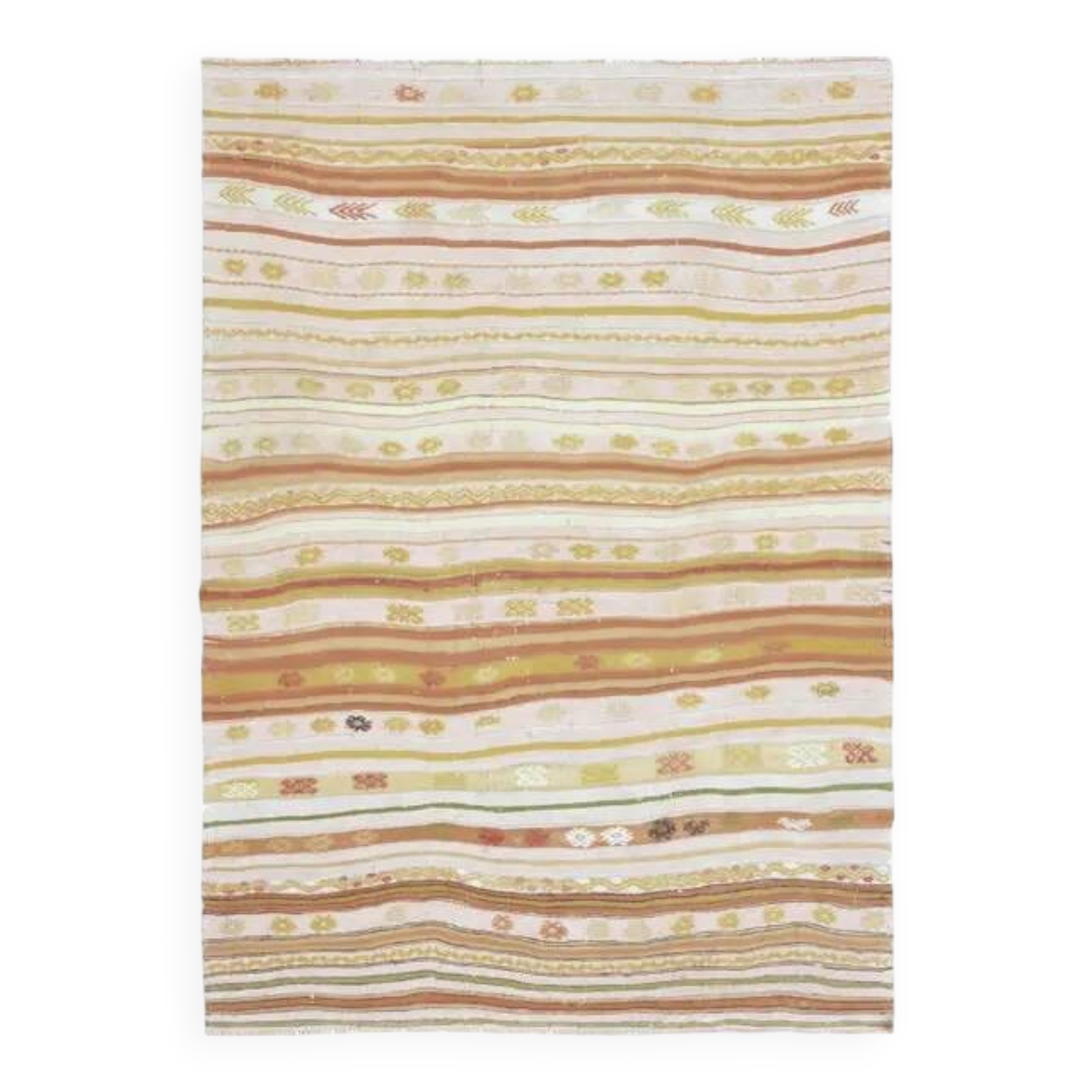 Tapis turc Oushak fait main en laine et coton orange des années 1970 137x194