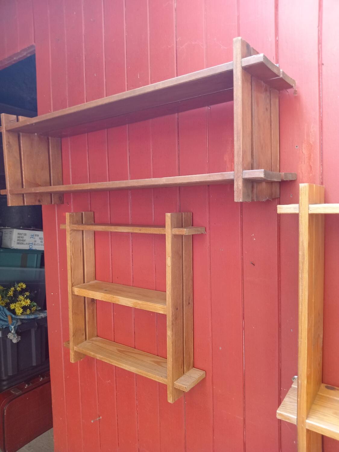 Three solid pine shelves