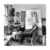 Photography, "Pablo Picasso and Sylvette David", Vallauris, 1954 / NB / 15 x 15 cm