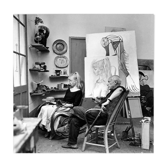 Photography, "Pablo Picasso and Sylvette David", Vallauris, 1954 / NB / 15 x 15 cm