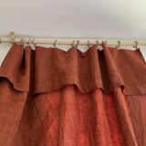 Nappe drap rideau lin ancien brodé main teint