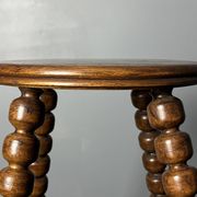 Midcentury brutalist wood turned stool in the style of Charles Dudouyt, 50s