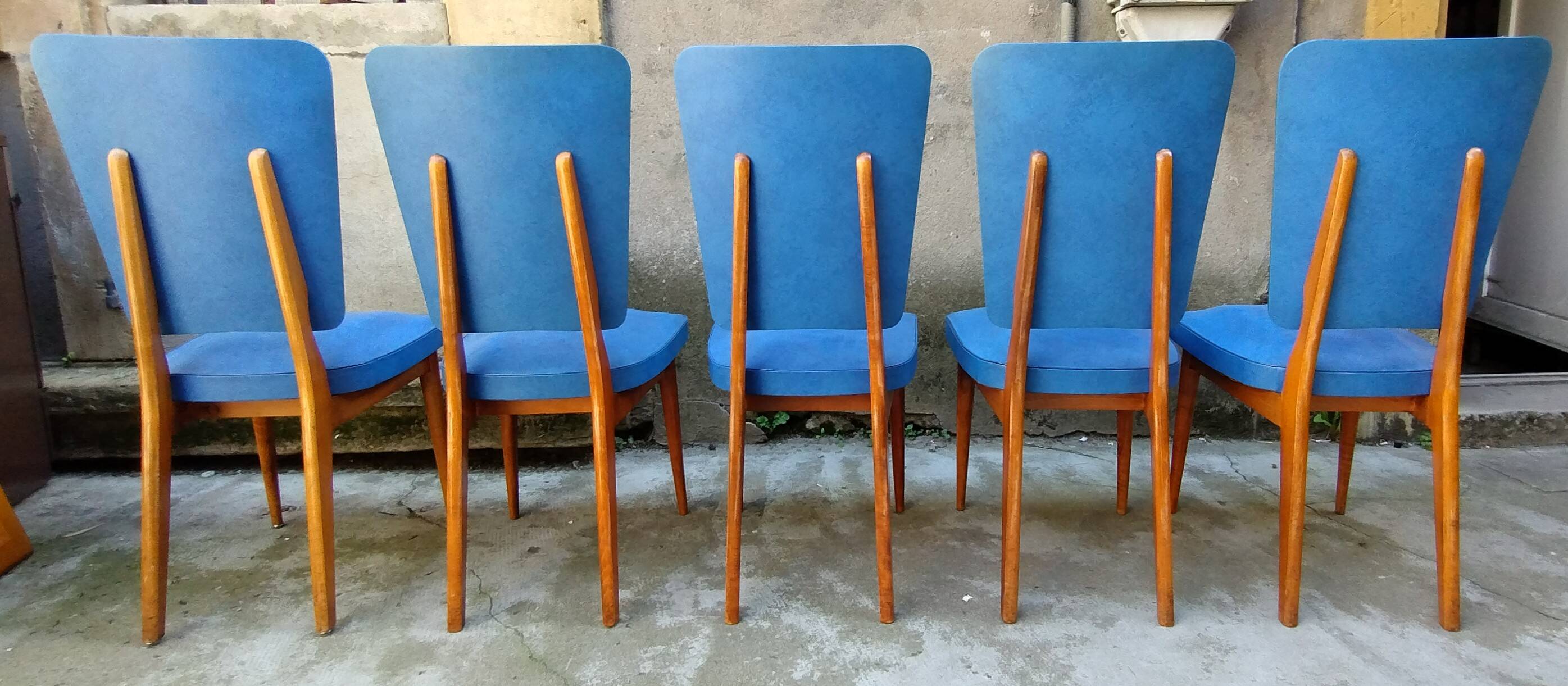 Lot de 5 chaises scandinave année 50/60