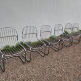 Set of 6 designer chairs in chromed metal from the 1970s