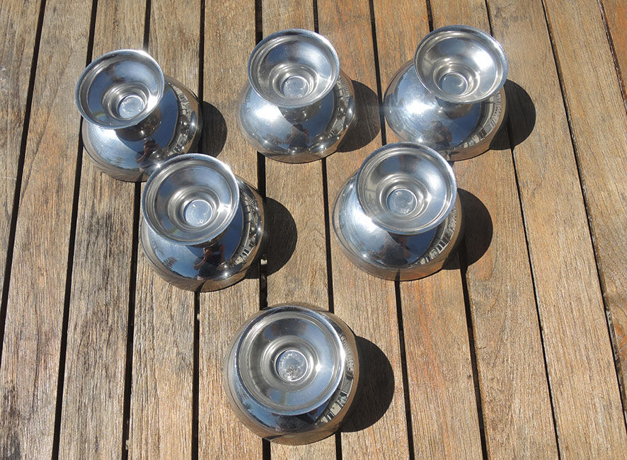 6 old ice cups / stainless steel sorbet