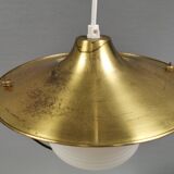 Beautiful older hanging lamp in brass and milky white glass. Germany 1950s