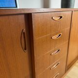Danish mid-century modern buffet in teak with drawers and sliding doors – 1960s