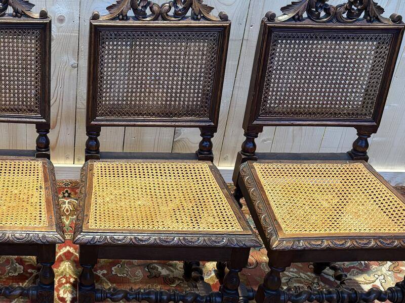 Set of 4 Renaissance cane chairs.