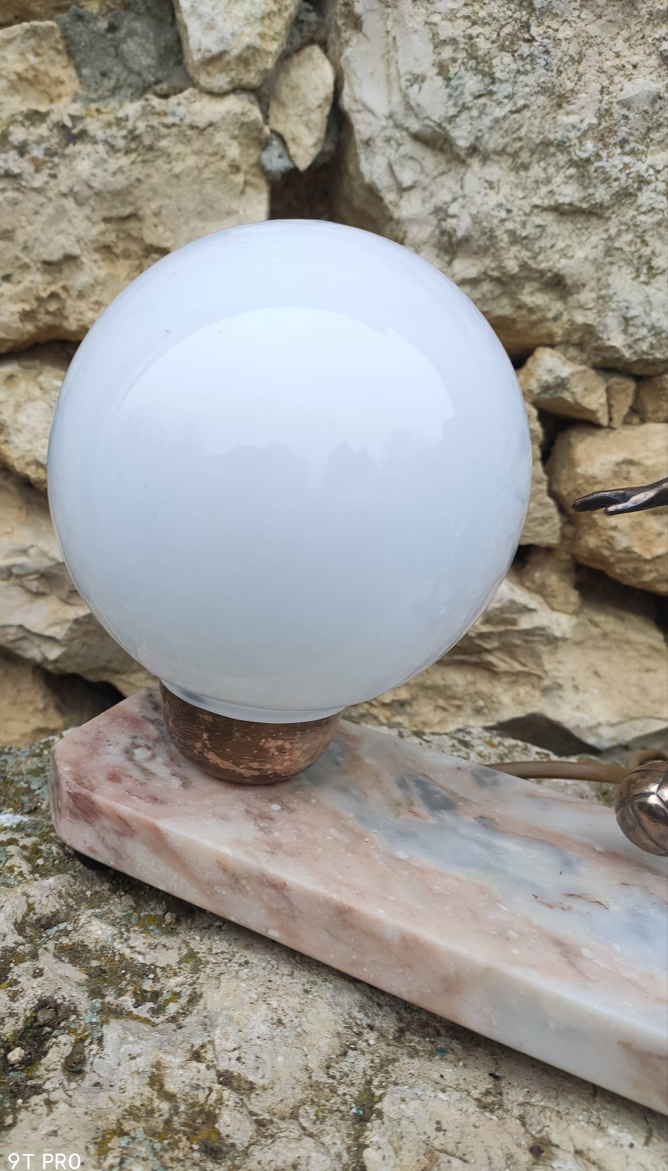 Art deco lamp in footballer marble