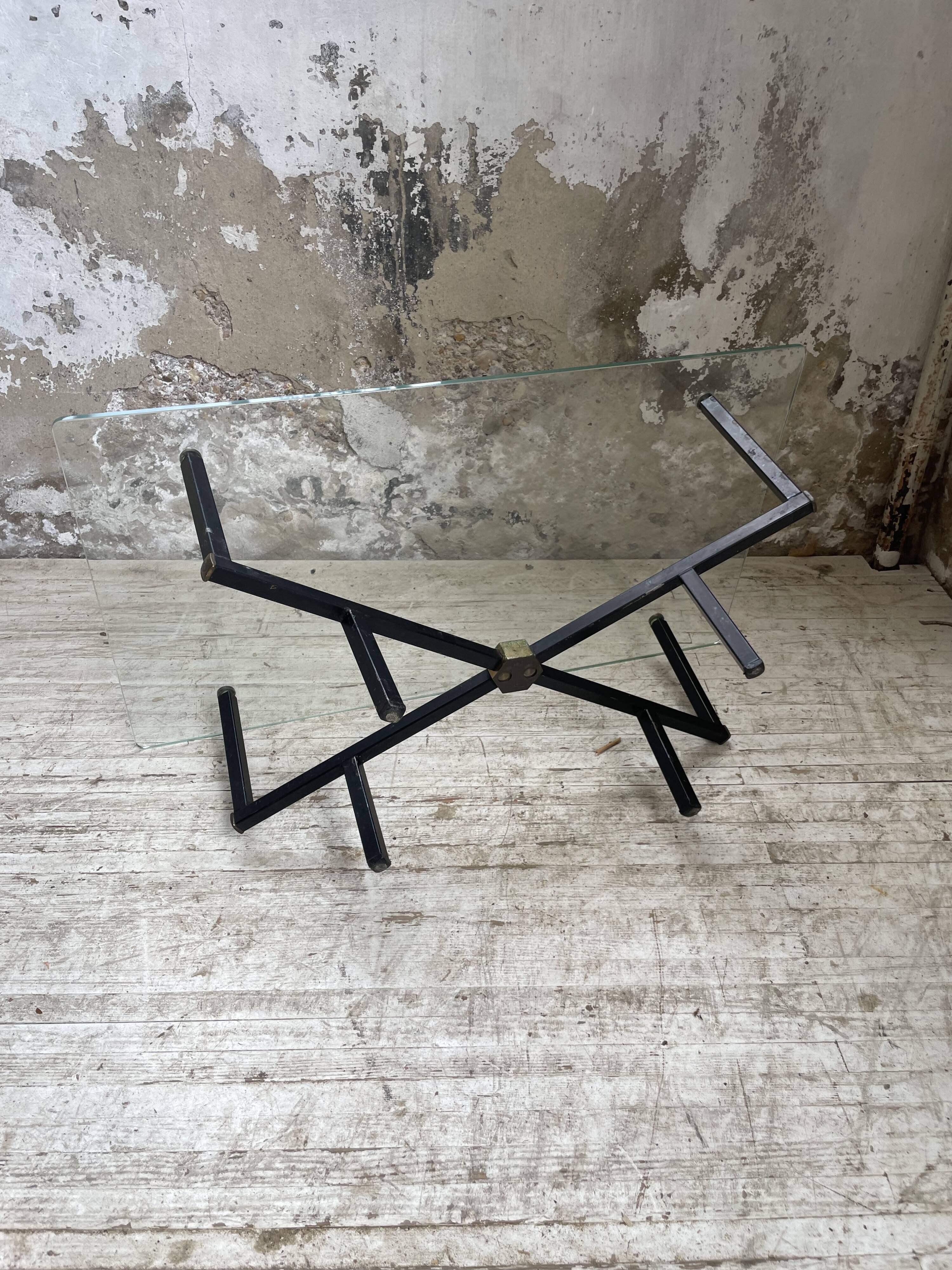 60s glass coffee table