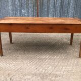 Antique cherry farmhouse table with 2 drawers and 1 pull-out