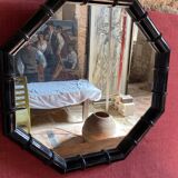 Black Bamboo Mirror from the 70s-80s