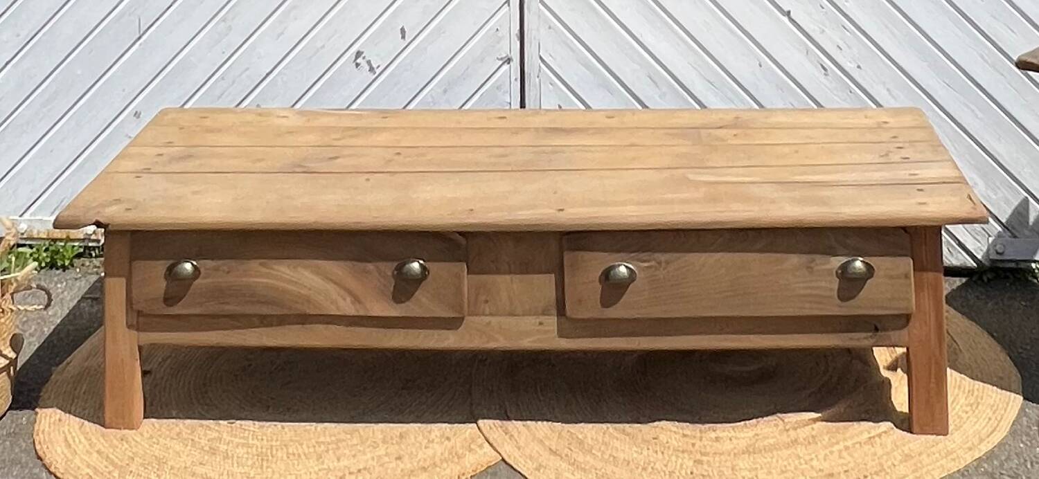 Large antique farmhouse coffee table with a chic country feel