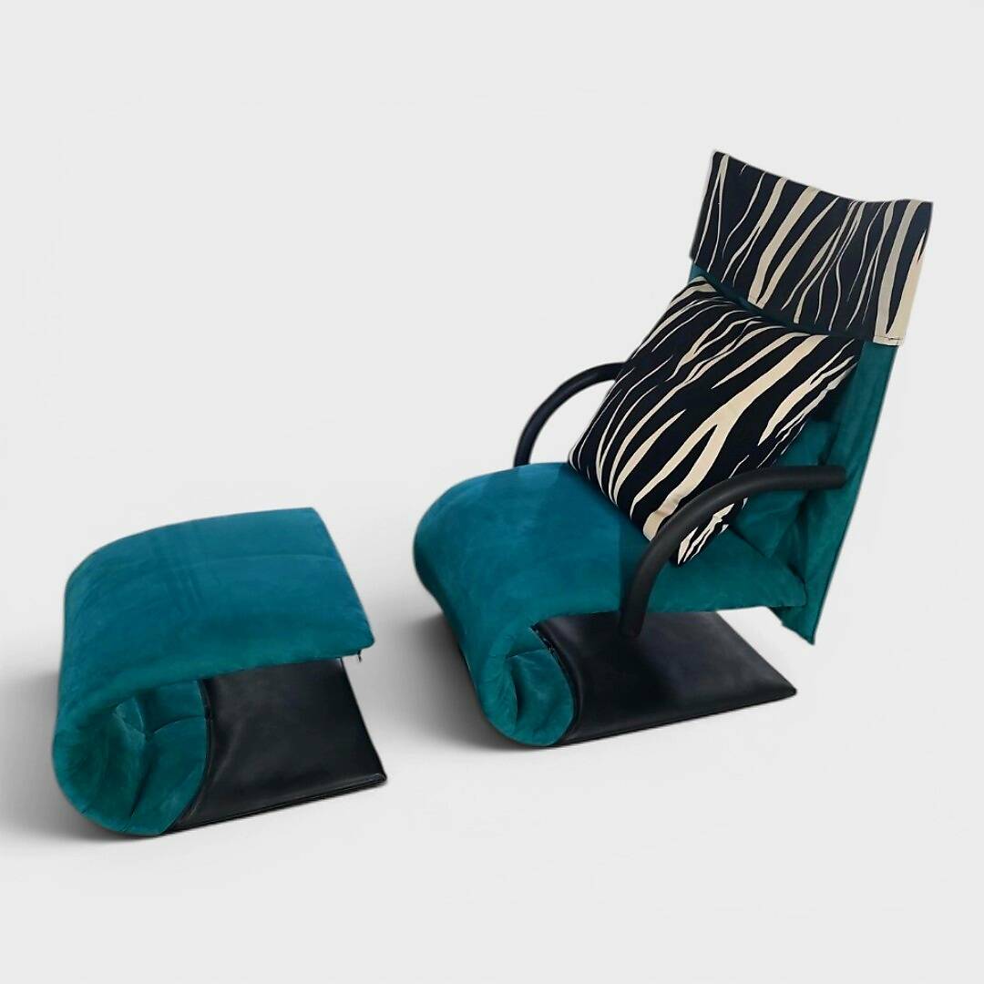Rare Ligne Roset Armchair with Ottoman - Circa 1970