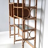 Bamboo Bookcase with Smoked Glass Shelves by Vivai del Sud, Italy