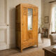 Parisian Art Deco wardrobe in raw oak, renovated.