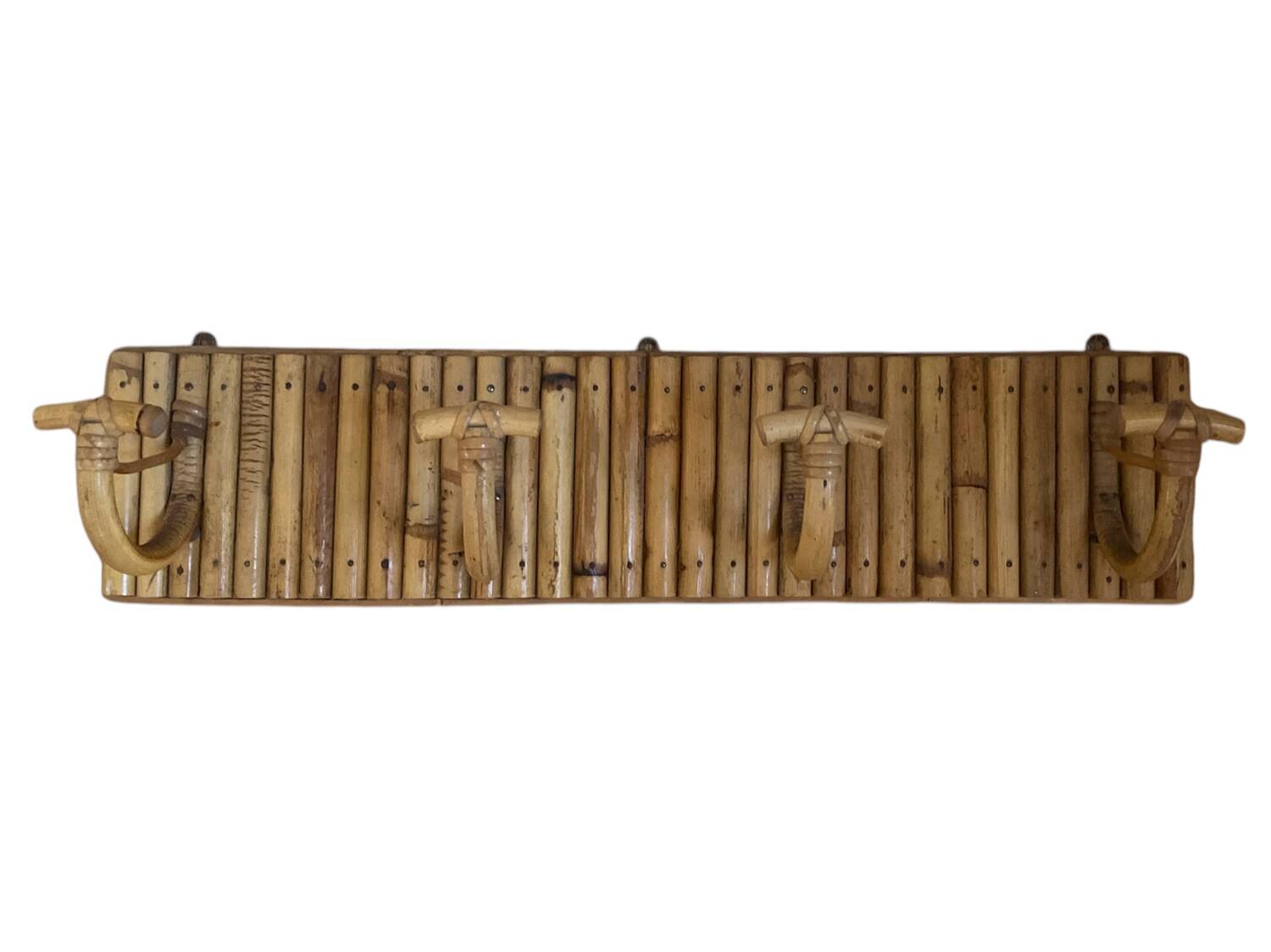 Wall-mounted rattan coat rack