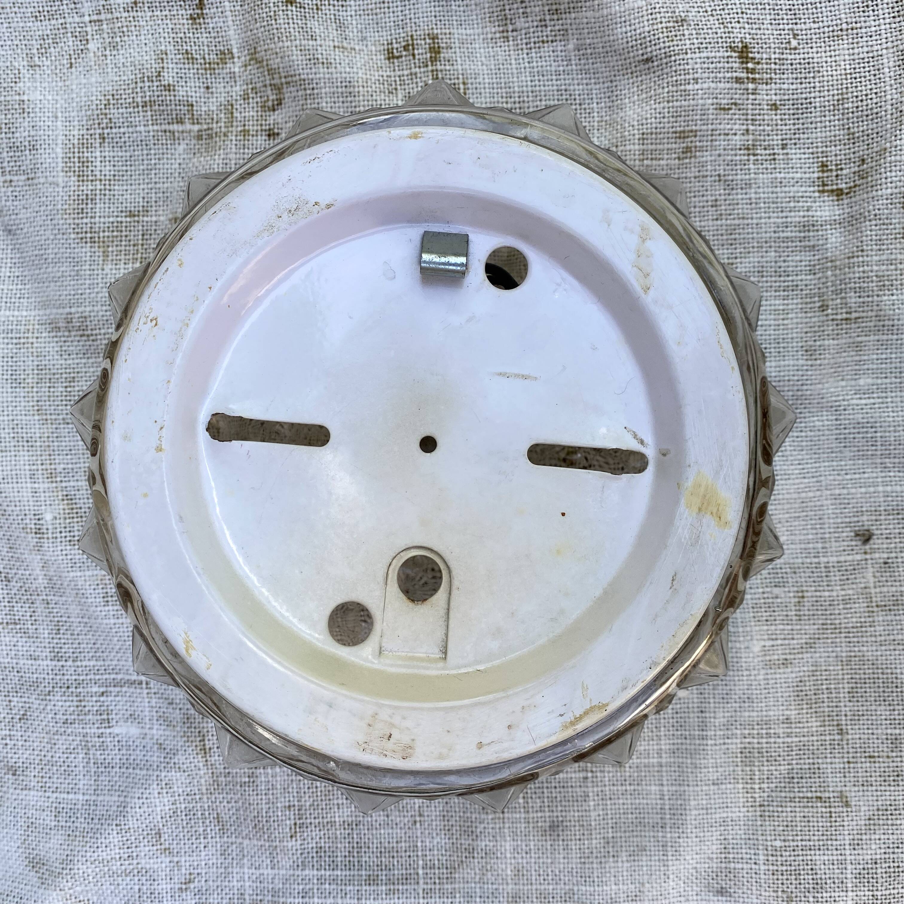 Plafonnier rond vintage en verre fumé, années 70