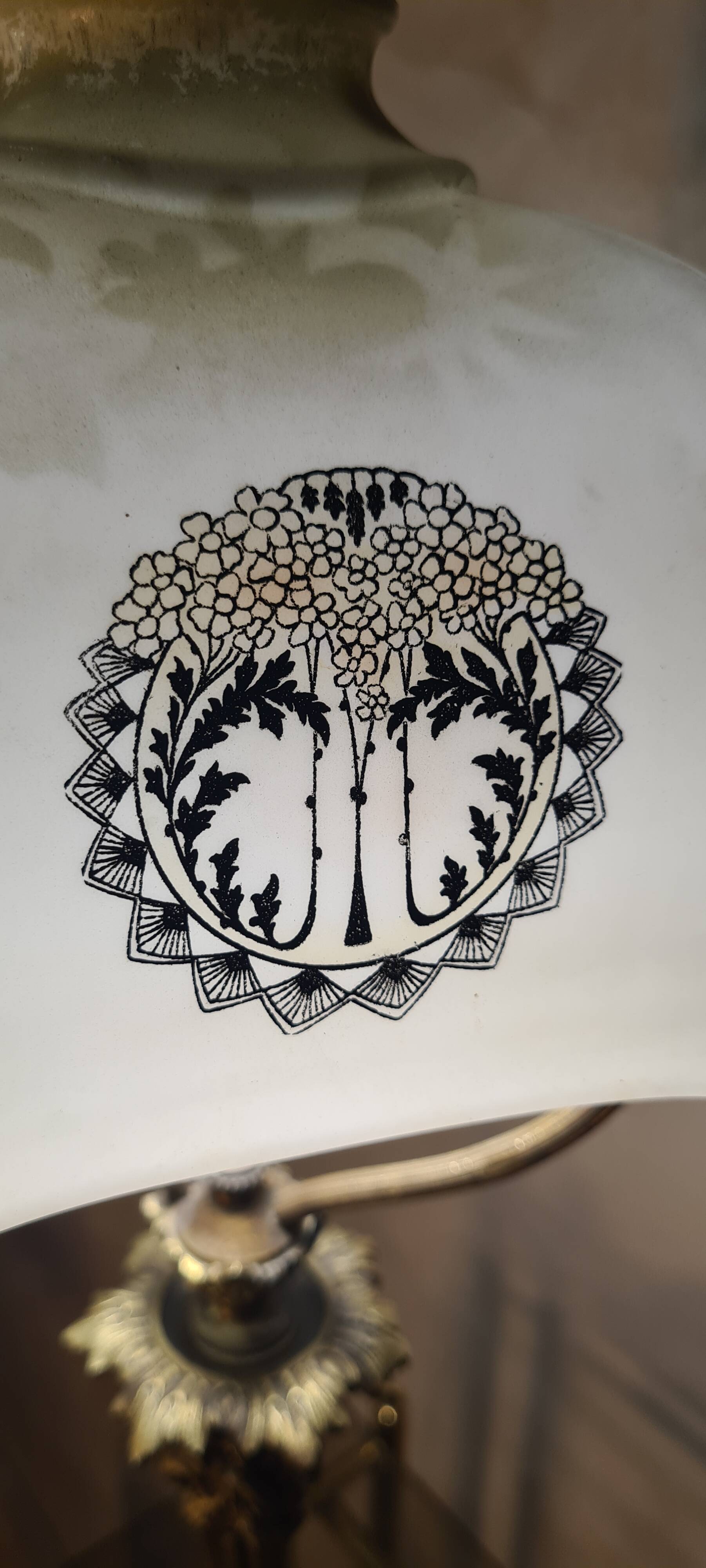 Bronze desk lamp late 19th century 1880 with opaline 48x20