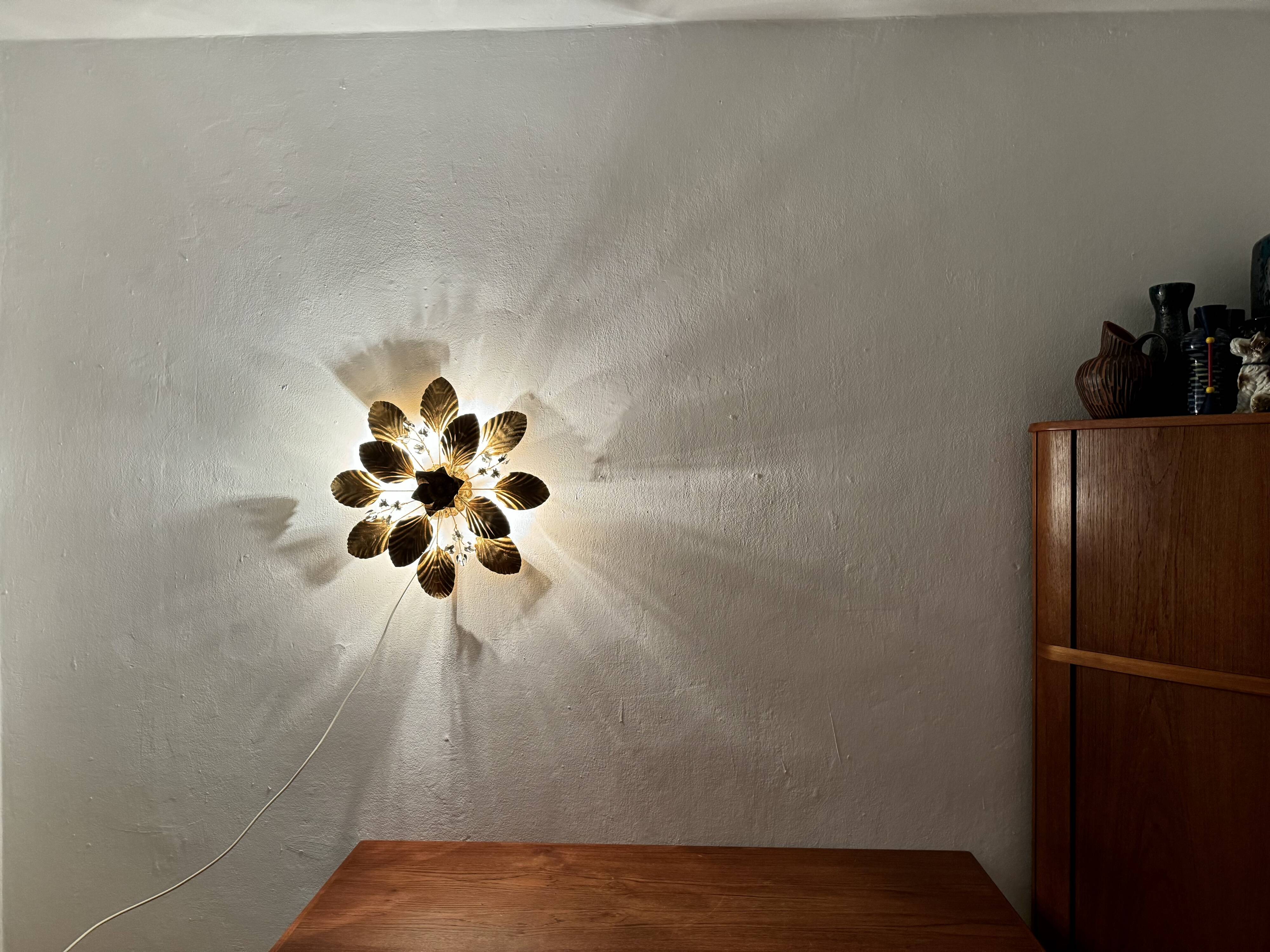 Floral Hollywood Regency Wall or Ceiling Lamp by Hans Kögl