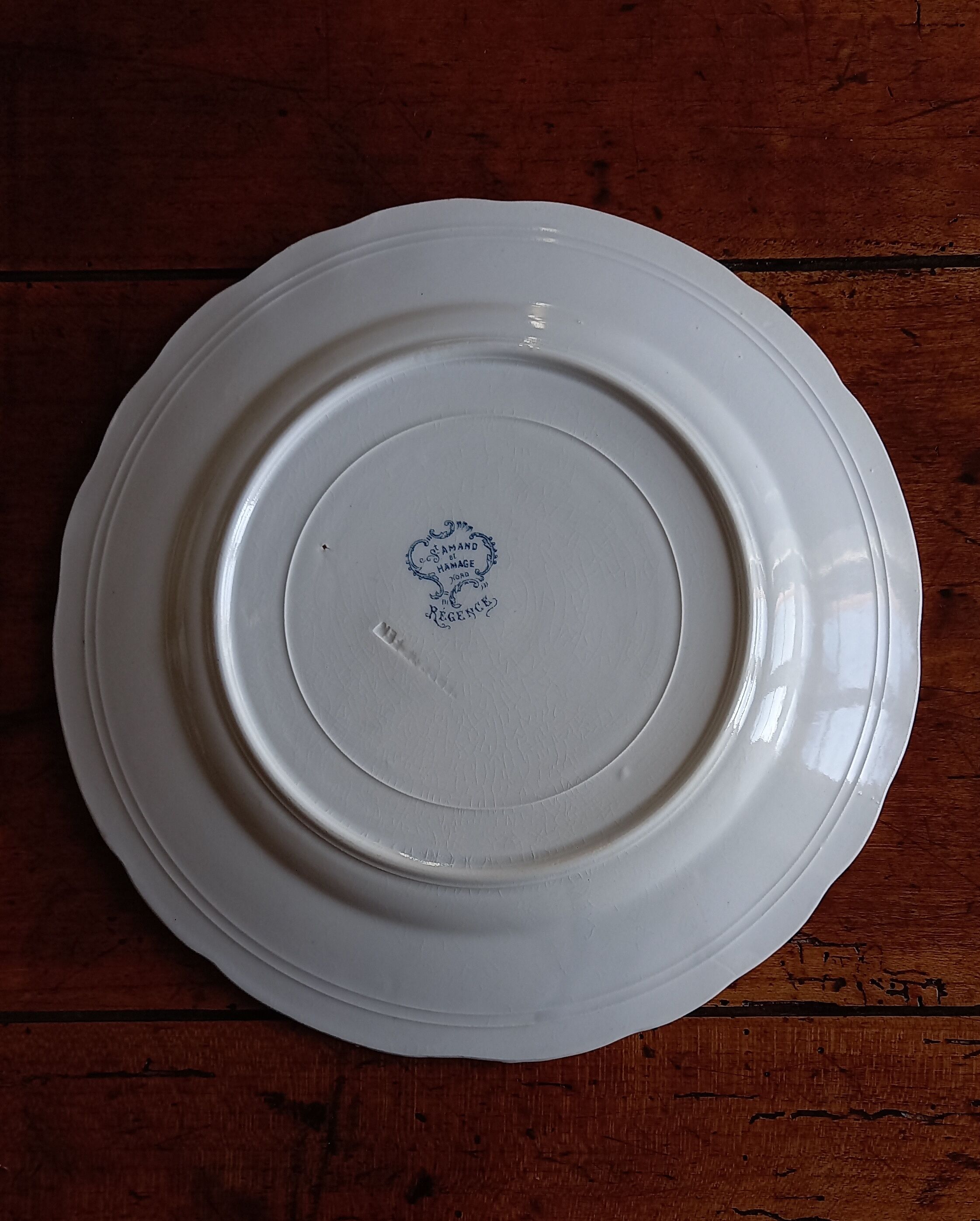 Pair of flat plates Terre de Fer "Régence" Saint-Amand & Hamage