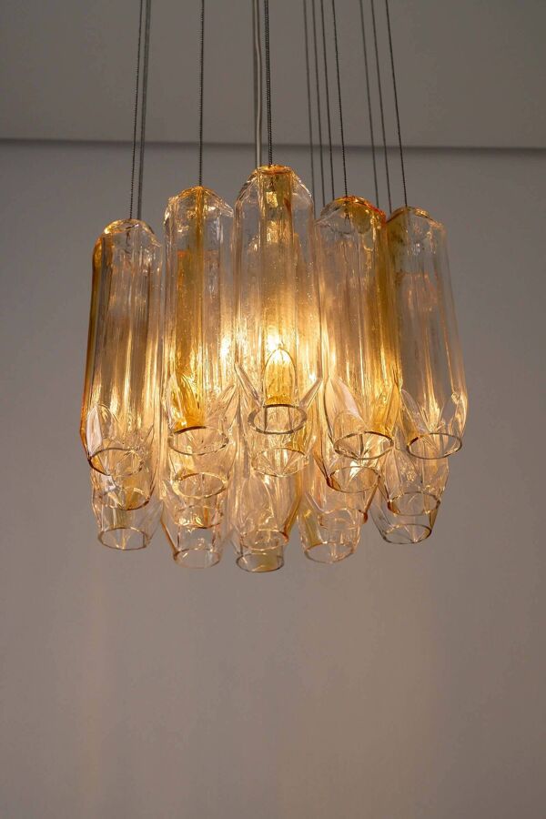 Suspension « Quadrifoglio » en verre de Murano par VeArt, années 1970