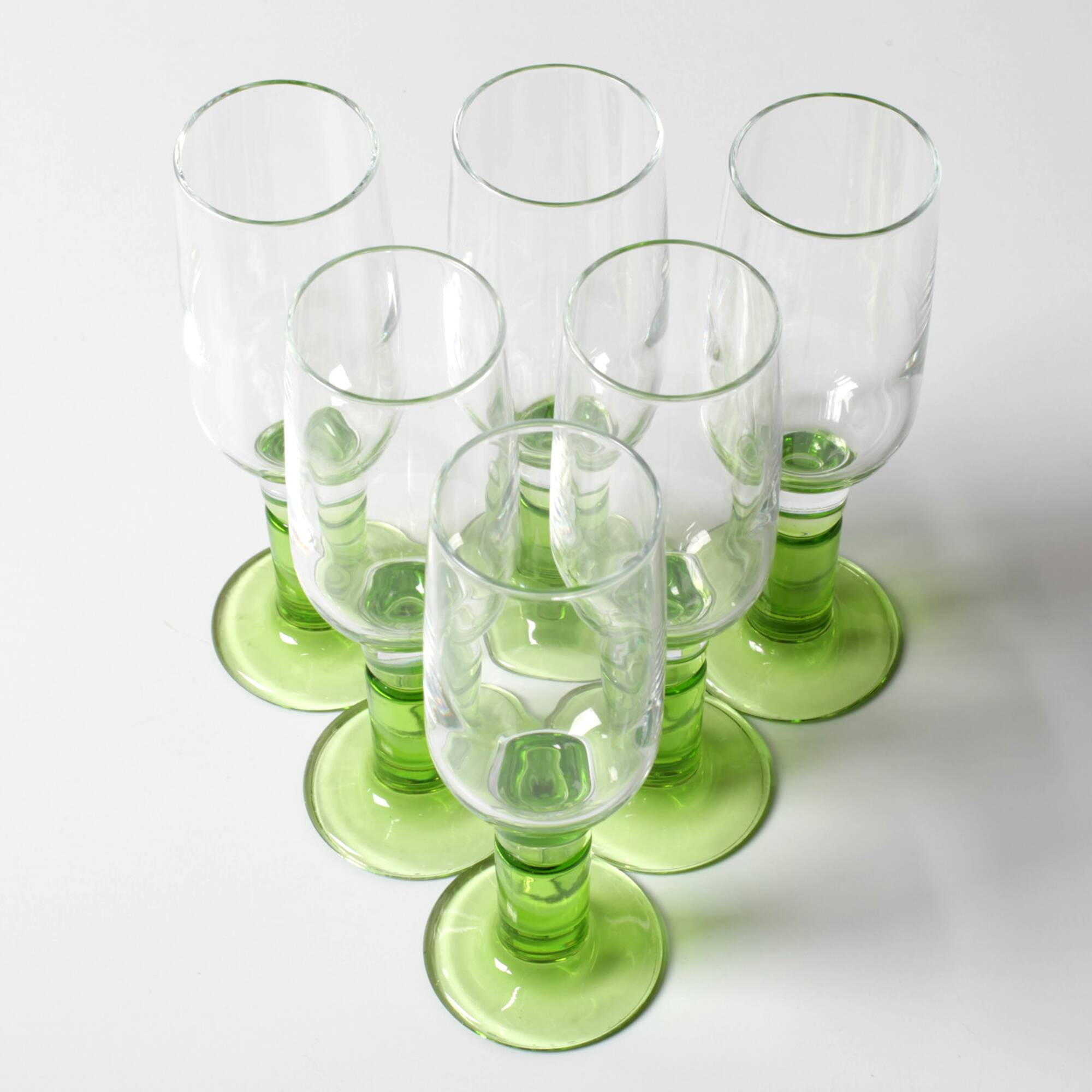 Set of 6 Limoncino Sherry Glasses / Green Sorbetto Stemware /Bormioli Rocco