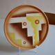 Art deco ceramic dish with geometric decor