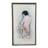 Aquarelle portrait art déco, vers 1930