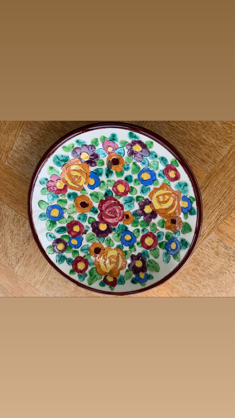 Enamelled ceramic cut floral pattern ceram Monaco vintage