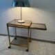 Brass rolling trolley with smoked glass from the 70s