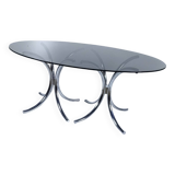 Table ovale vintage en verre fumé