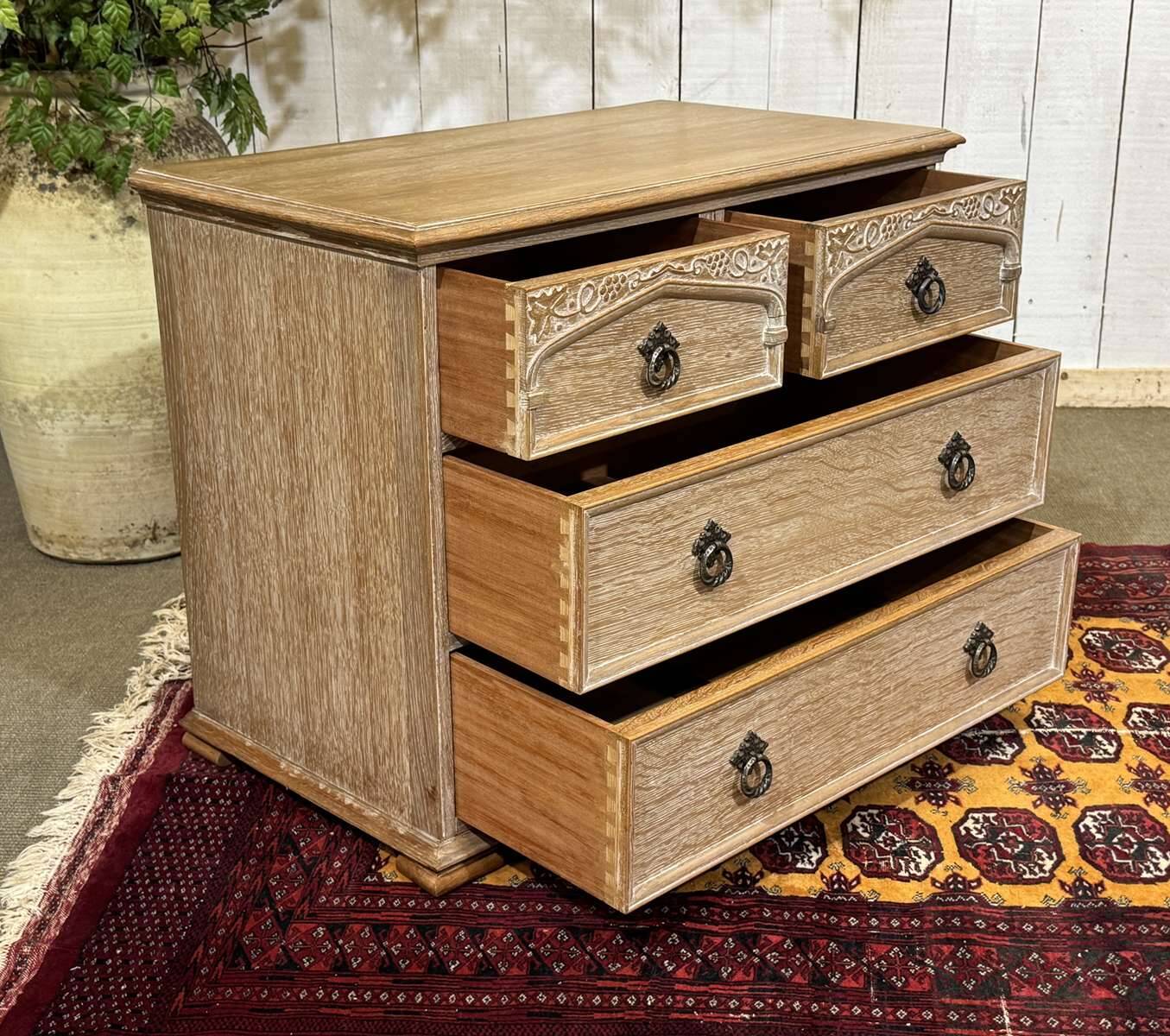 English commode in cerused oak from the 1950s.