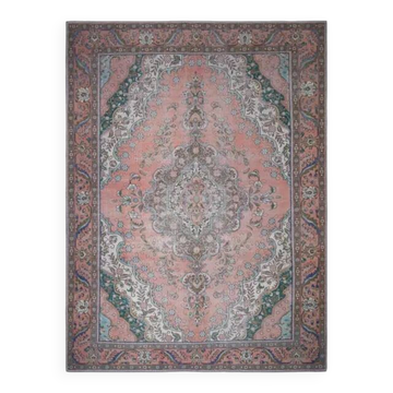Tapis de sol vintage persan fait main en laine orange surdimensionné des années 1970 284x385