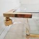 Square coffee table in brass, lucite and glass hollywood regency