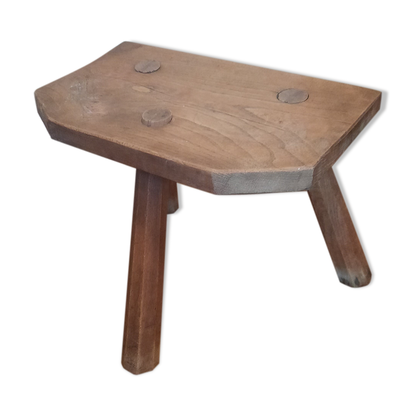 Brutalist oak tabouret