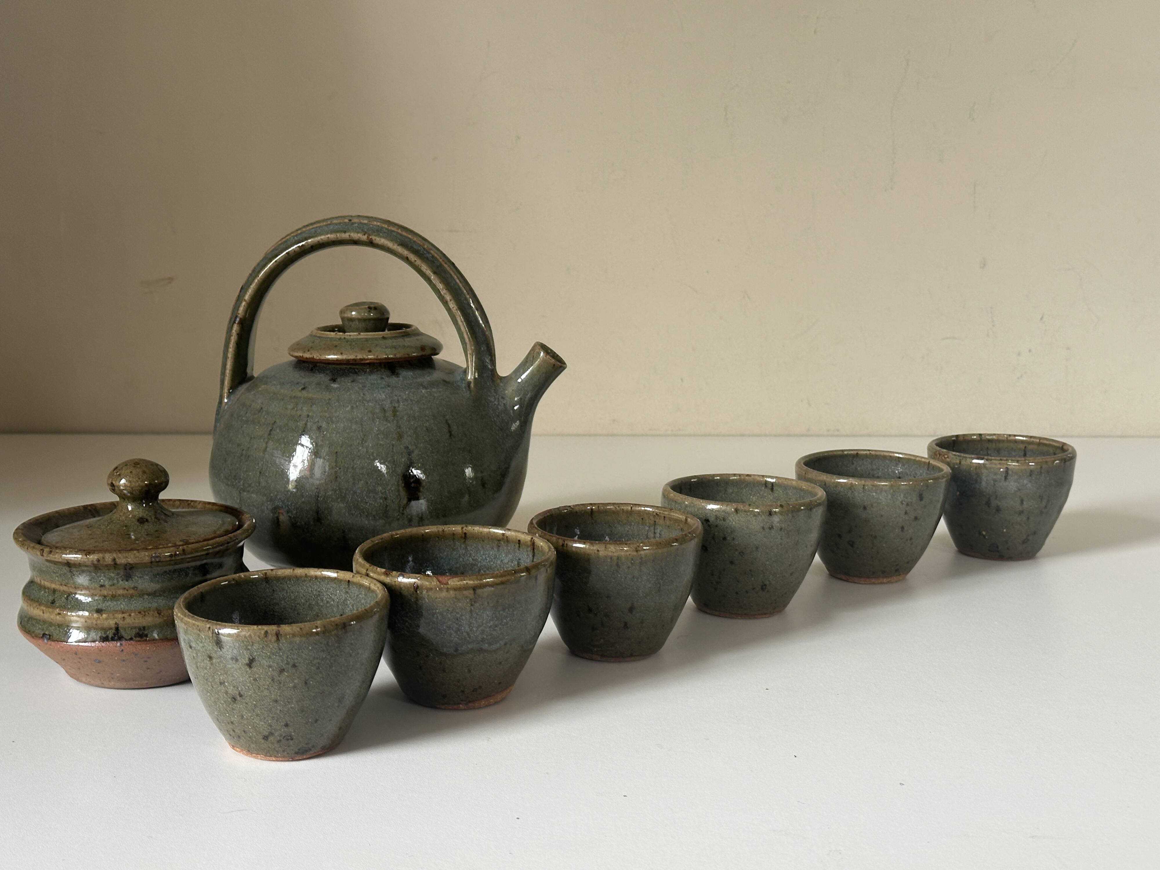 Vintage Gustave Tiffoche ceramic tea set from the 60s