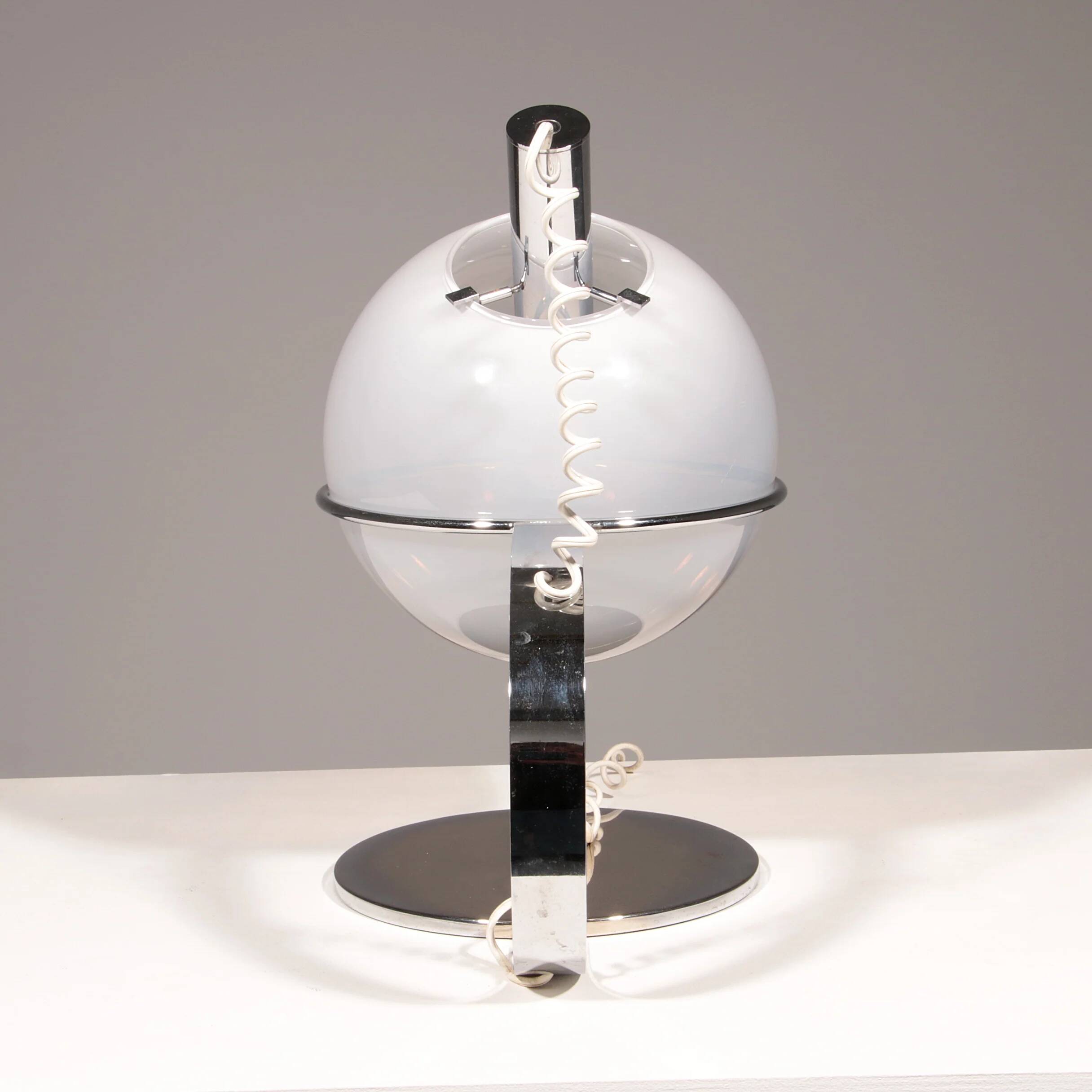 Italian design chrome and glass table lamp, 1960